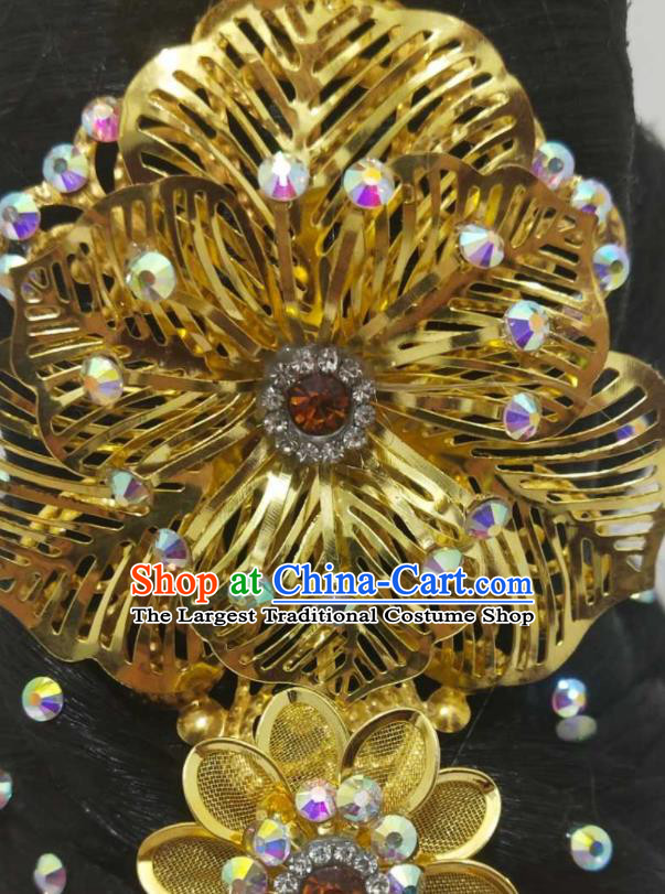 Chinese Classical Dance Hair Clasp Woman Court Dance Hair Accessories Traditional Stage Performance Wigs Chignon