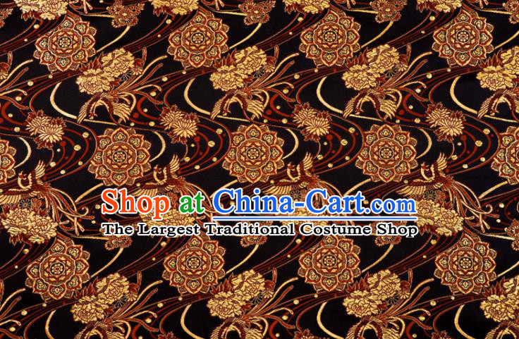 Japanese Traditional Red Phoenix Pattern Brocade Kimono Satin Cloth Nishijin Tapestry Fabric Classical Damask Drapery