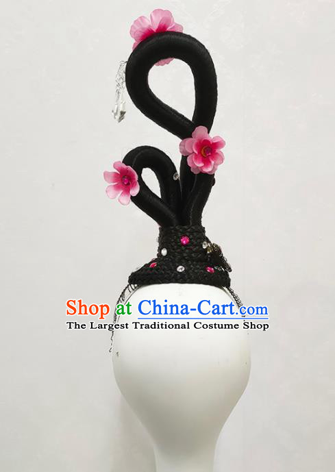 Handmade Chinese Beauty Dance Wigs Chignon Classical Dance Tao Yao Hair Accessories Stage Performance Headpieces
