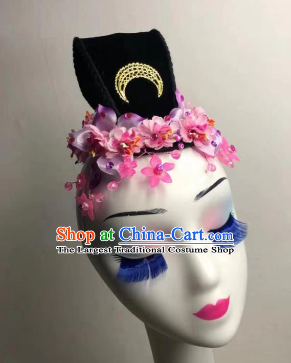 Handmade Chinese Classical Dance Wigs Chignon Female Peach Blossom Dance Hair Accessories Stage Performance Hairpieces