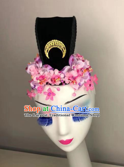 Handmade Chinese Classical Dance Wigs Chignon Female Peach Blossom Dance Hair Accessories Stage Performance Hairpieces