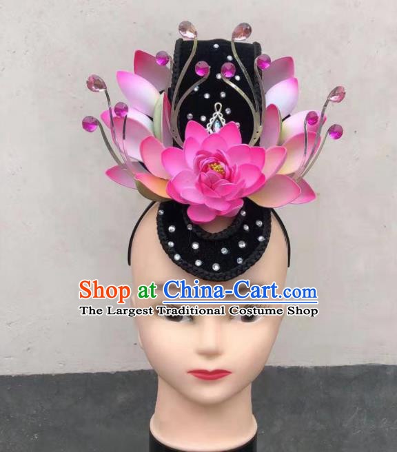 Handmade Chinese Stage Performance Hairpieces Classical Dance Wigs Chignon Female Lotus Dance Hair Accessories