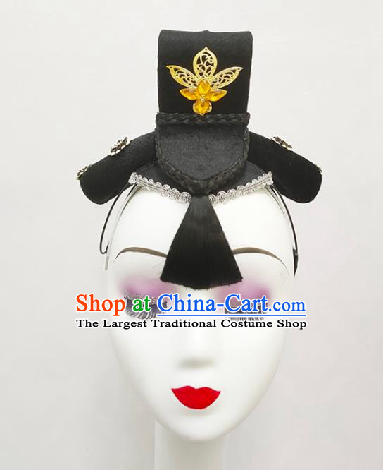 Handmade Chinese Classical Dance Wigs Chignon Woman Group Dance Hair Accessories Fan Dance Hairpieces