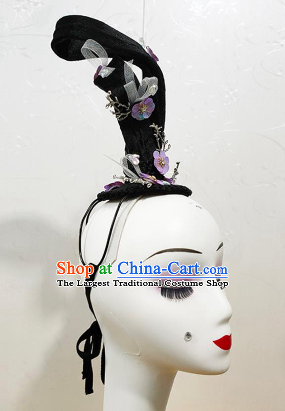 Chinese Woman Fan Dance Hair Accessories Goddess Dance Hairpieces Classical Dance Performance Wigs Chignon