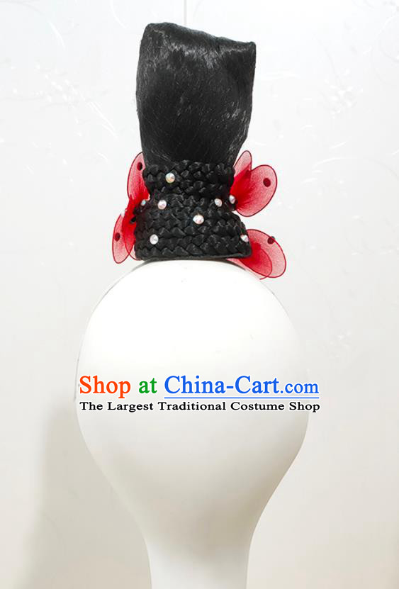 Chinese Classical Dance Performance Wigs Chignon Woman Water Sleeve Dance Hair Accessories Court Dance Hairpieces