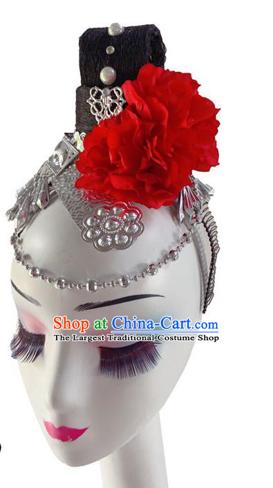 Chinese Woman Ethnic Dance Hairpieces Classical Dance Hair Accessories Miao Nationality Performance Wigs Chignon