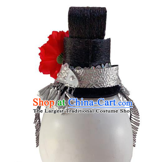 Chinese Woman Ethnic Dance Hairpieces Classical Dance Hair Accessories Miao Nationality Performance Wigs Chignon