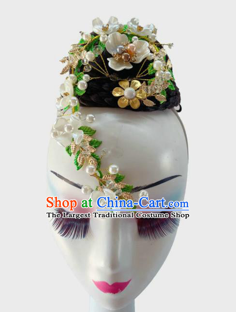 Chinese Classical Dance Hair Accessories Umbrella Dance Wigs Chignon Woman Stage Performance Hairpieces