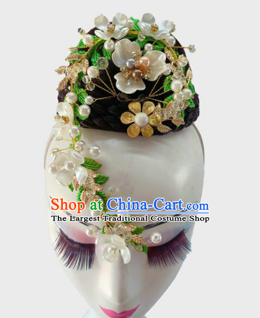 Chinese Classical Dance Hair Accessories Umbrella Dance Wigs Chignon Woman Stage Performance Hairpieces