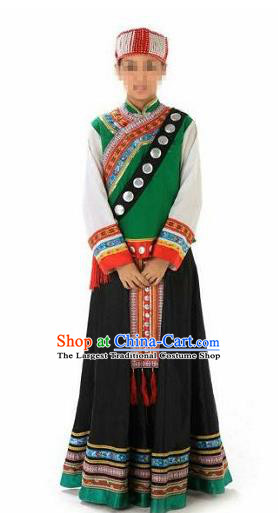 Chinese Woman Festival Dance Garments Jingpo Minority Folk Dance Dress Ethnic Stage Performance Outfits Yunnan Nationality Clothing