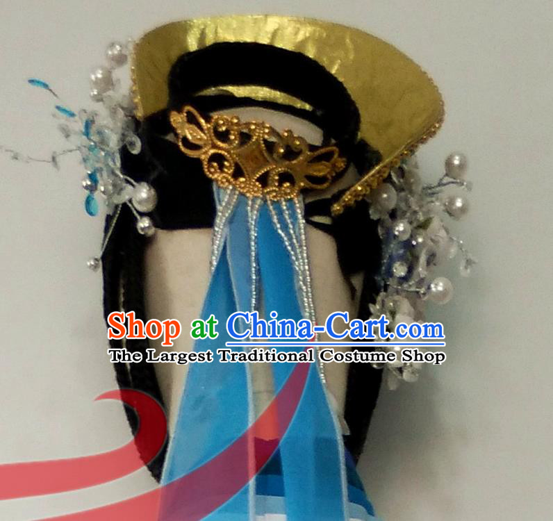 Top China Stage Performance Headdress Opera Dance Wigs Chignon Hairpieces Woman Classical Dance Hair Accessories