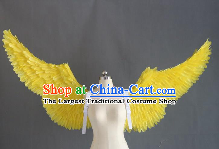 Custom Cosplay Angel Wing Accessories Stage Show Props Halloween Performance Yellow Feather Wings Miami Catwalks Back Decorations