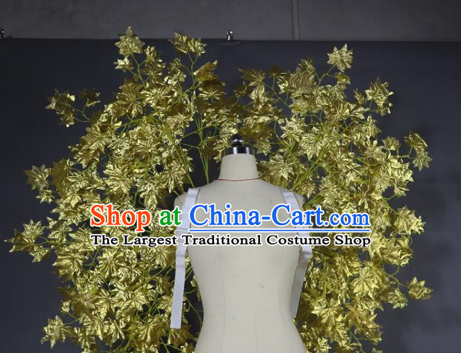 Custom Stage Performance Props Halloween Catwalks Golden Maple Leaf Wings Miami Stage Show Back Decorations Cosplay Fancy Accessories