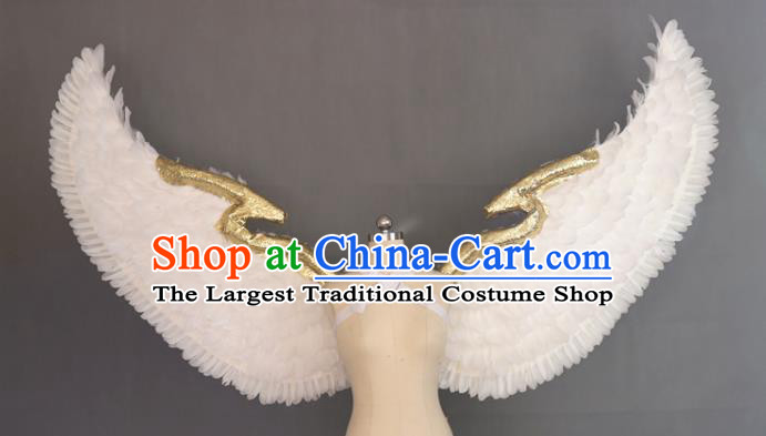 Custom Halloween Cosplay White Feather Wings Miami Catwalks Back Decorations Stage Show Angel Accessories Model Performance Feathers Props