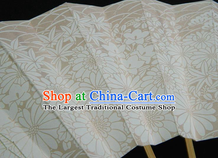 Japan Handmade Bamboo Craft Fans Geisha Performance Accordion Classical Dance Folding Fan Traditional Chrysanthemum Pattern Fan