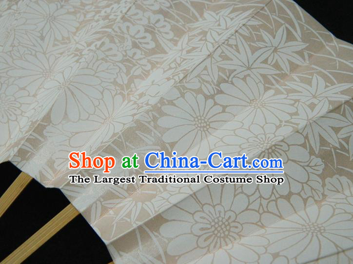 Japan Handmade Bamboo Craft Fans Geisha Performance Accordion Classical Dance Folding Fan Traditional Chrysanthemum Pattern Fan