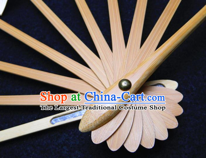 Japan Handmade Bamboo Craft Fans Geisha Performance Accordion Classical Dance Folding Fan Traditional Chrysanthemum Pattern Fan