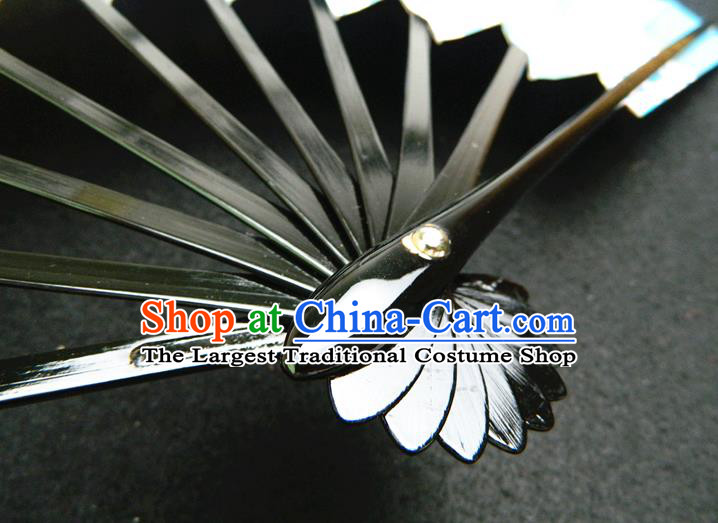 Japan Classical Folding Fan Traditional Sakura Pattern Fan Handmade Ebony Craft Fans Geisha Performance Accordion