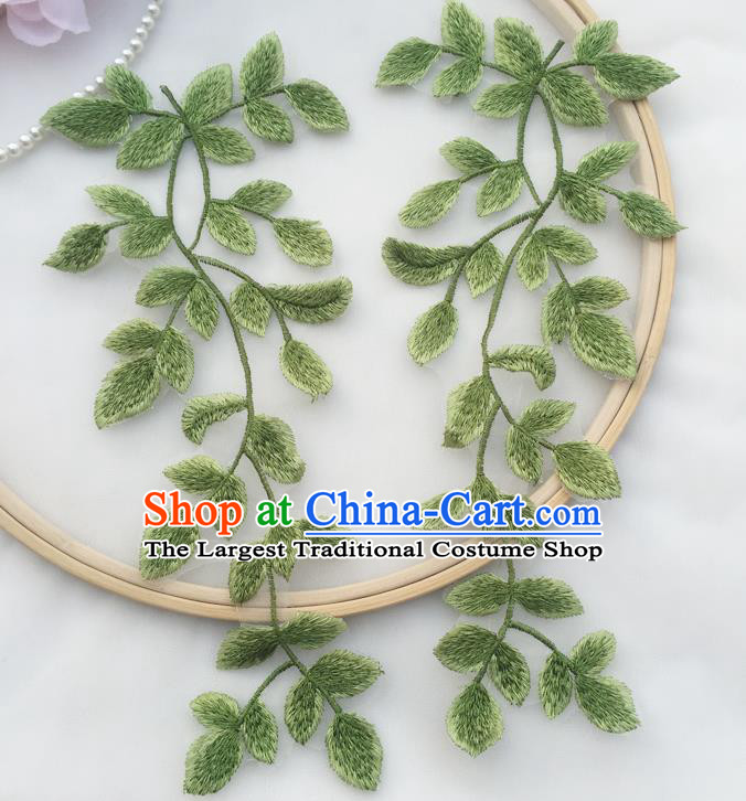 Top Embroidered Green Leaves Patch Garment Tree Branch Accessories
