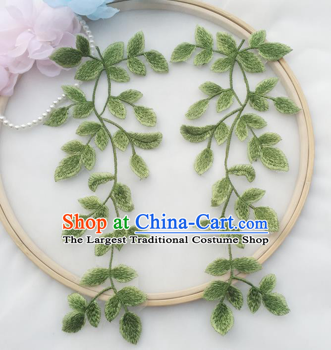 Top Embroidered Green Leaves Patch Garment Tree Branch Accessories