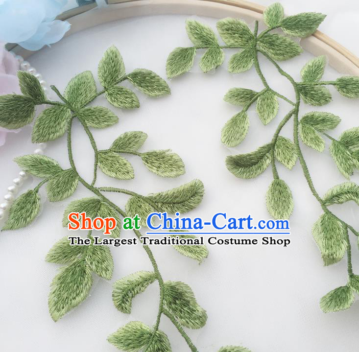 Top Embroidered Green Leaves Patch Garment Tree Branch Accessories