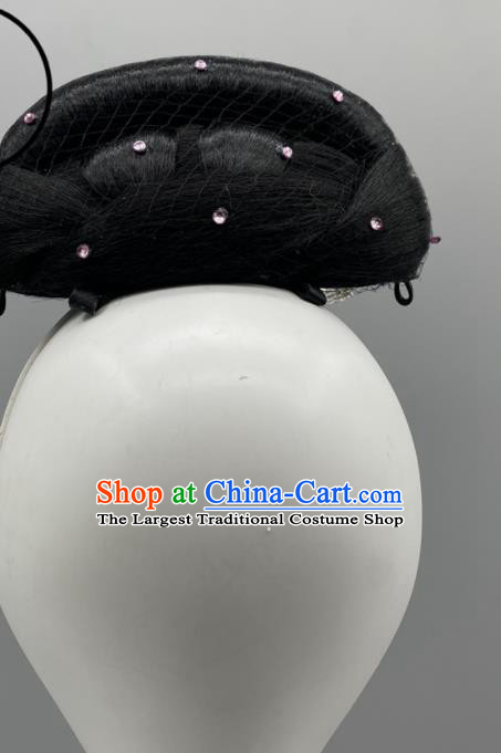 Chinese Woman Dance Competition Hair Jewelries Stage Performance Wig Chignon Classical Dance Headpiece