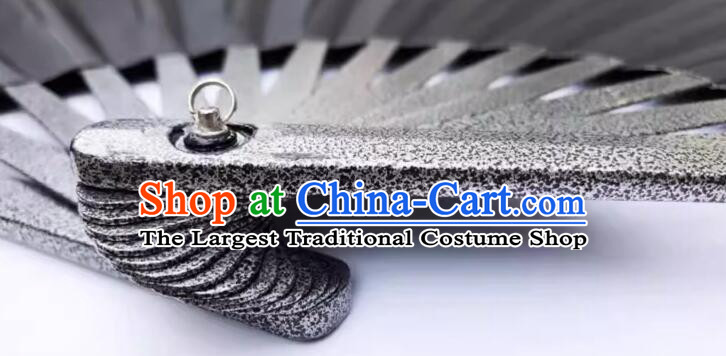 Tai Chi Dance Fan Kung Fu Fan Stage Performance Blue Fan Top Metal Fan