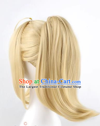 Fate Zero Saber Single Ponytail Lily With Dull Hair Light Yellow Cos Female Wig