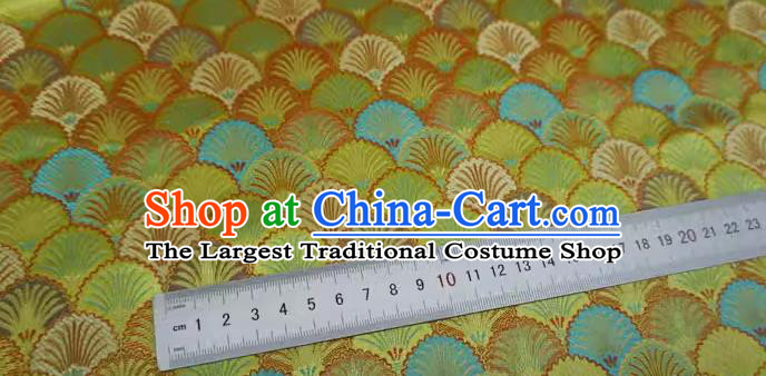 Lime China Cheongsam Drapery Traditional Brocade Fabric Classical Pine Needle Pattern Design Cloth