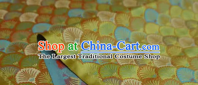 Lime China Cheongsam Drapery Traditional Brocade Fabric Classical Pine Needle Pattern Design Cloth