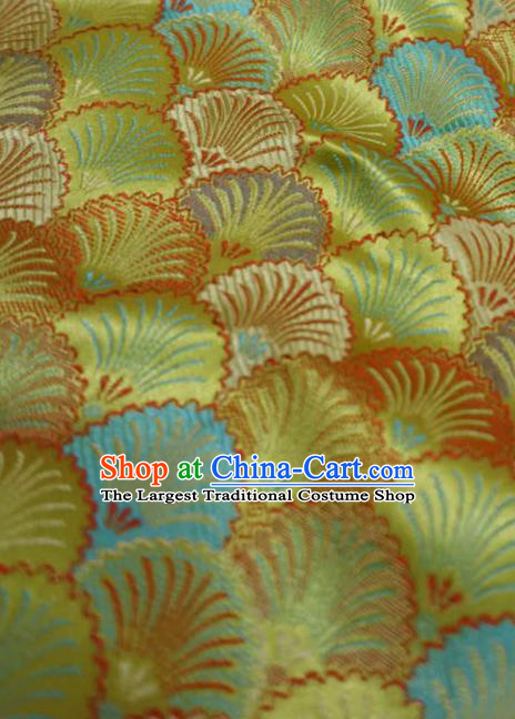 Lime China Cheongsam Drapery Traditional Brocade Fabric Classical Pine Needle Pattern Design Cloth