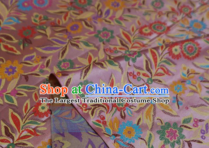 Peach Pink China Cheongsam Drapery Traditional Brocade Fabric Classical Flowers Pattern Design Cloth