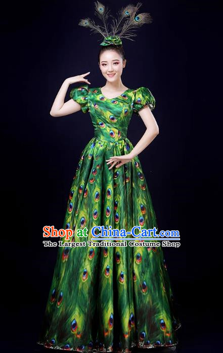 Peacock Dance Large Skirt Performance Clothing Female Parade Clothing 540 Swing Dai Opening Dance Performance Dance Clothing