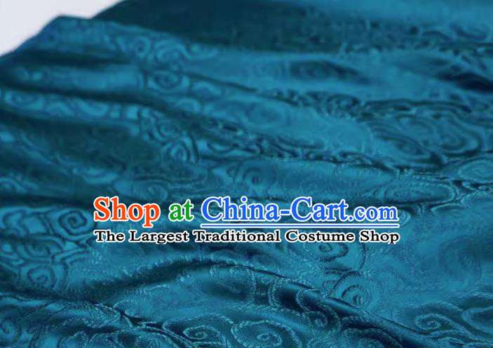 Peacock Blue China Cheongsam Cloth Traditional Brocade Fabric Classical Clouds Pattern Design Drapery