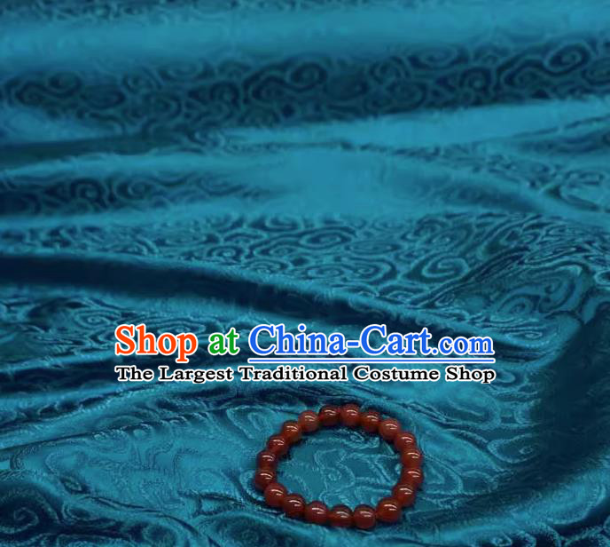 Peacock Blue China Cheongsam Cloth Traditional Brocade Fabric Classical Clouds Pattern Design Drapery