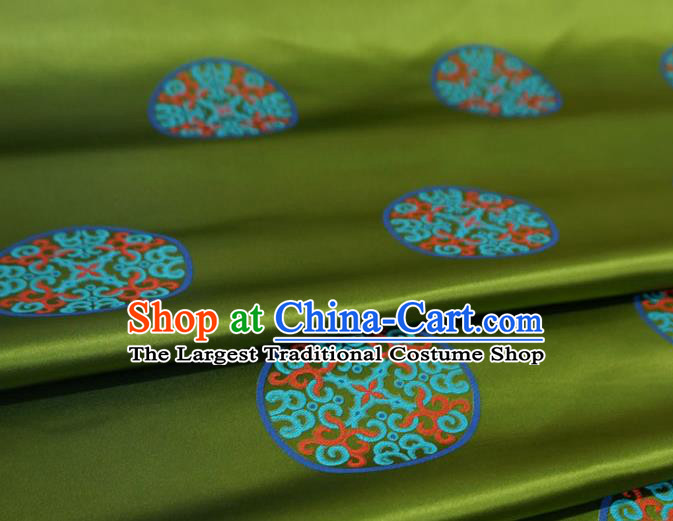 Olive Green Chinese Cheongsam Cloth Classical Vol Grass Ball Pattern Material Traditional Design Brocade Fabric