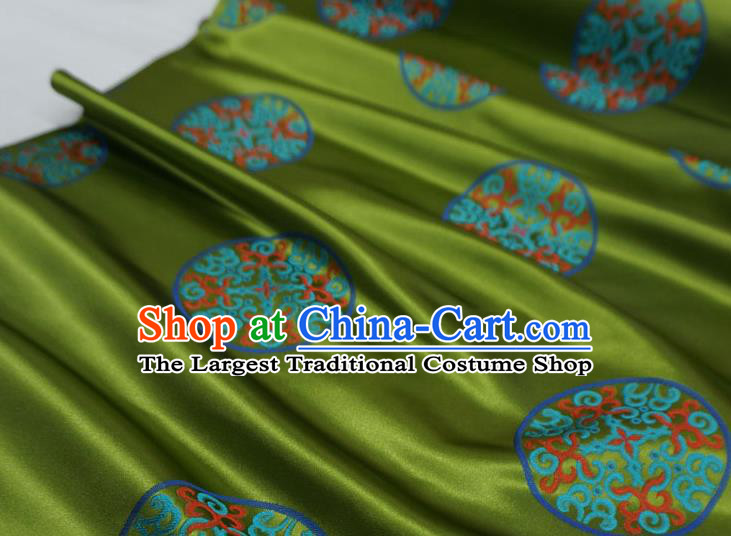 Olive Green Chinese Cheongsam Cloth Classical Vol Grass Ball Pattern Material Traditional Design Brocade Fabric