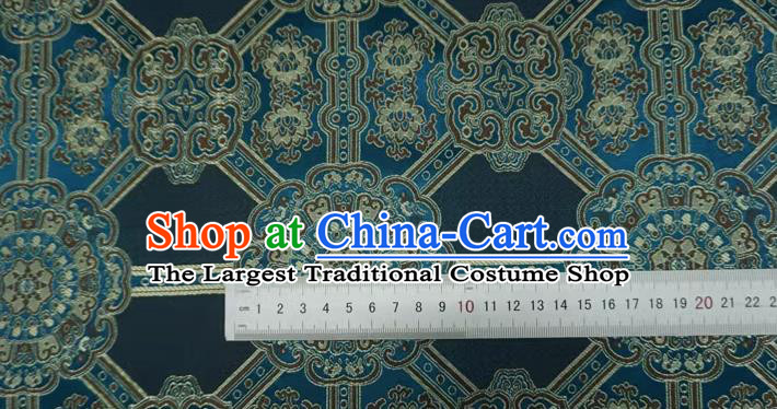 Peacock Blue Chinese Traditional Design Brocade Fabric Tibetan Dress Cloth Classical Rosette Pattern Material