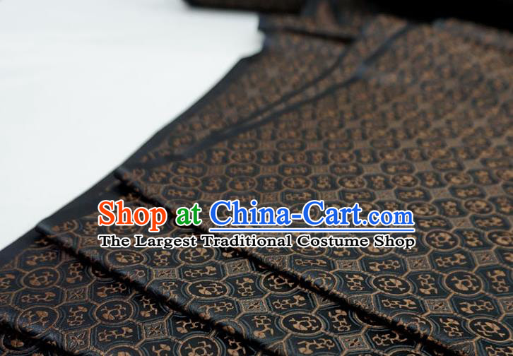 Black China Traditional Song Dynasty Design Brocade Fabric Hanfu Cloth Classical Brown Pattern Material