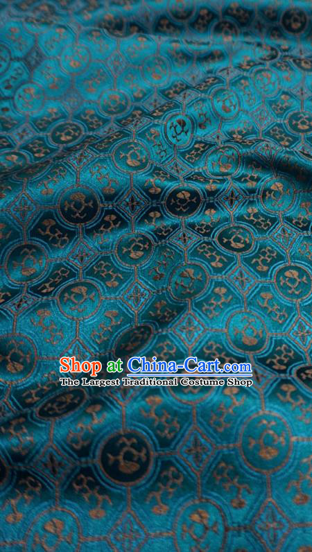 Peacock Blue China Classical Pattern Material Traditional Song Dynasty Design Brocade Fabric Hanfu Cloth