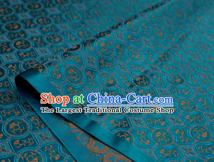 Peacock Blue China Classical Pattern Material Traditional Song Dynasty Design Brocade Fabric Hanfu Cloth