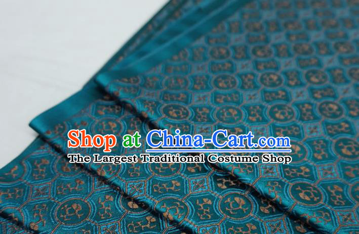 Peacock Blue China Classical Pattern Material Traditional Song Dynasty Design Brocade Fabric Hanfu Cloth