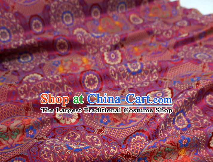 Fuchsia China Classical Rosette Pattern Material Traditional Design Brocade Fabric Tibetan Costume Cloth