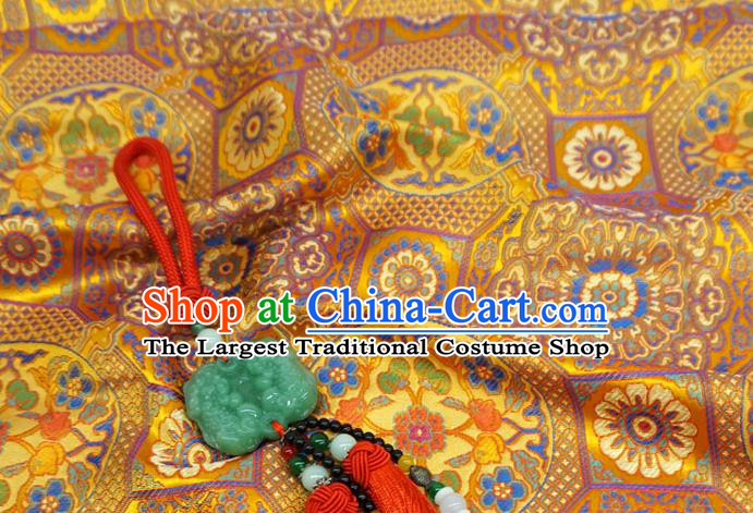 Golden China Tibetan Costume Cloth Classical Rosette Pattern Material Traditional Design Brocade Fabric