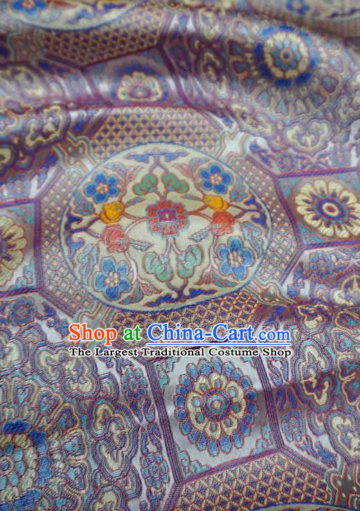 Lilac Tibetan Costume Cloth Classical Rosette Pattern Material China Traditional Design Brocade Fabric
