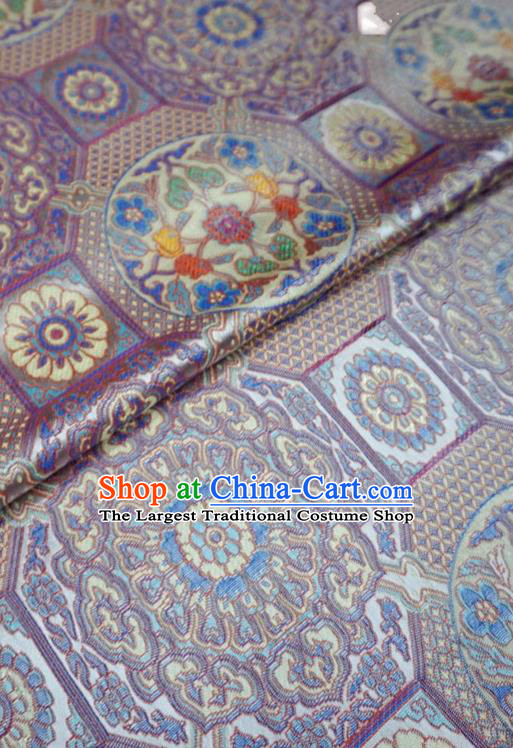 Lilac Tibetan Costume Cloth Classical Rosette Pattern Material China Traditional Design Brocade Fabric