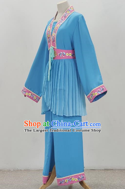 Blue Drama Costumes Tea Picking Opera Girl Costumes Costumes Huangmei Opera Costumes