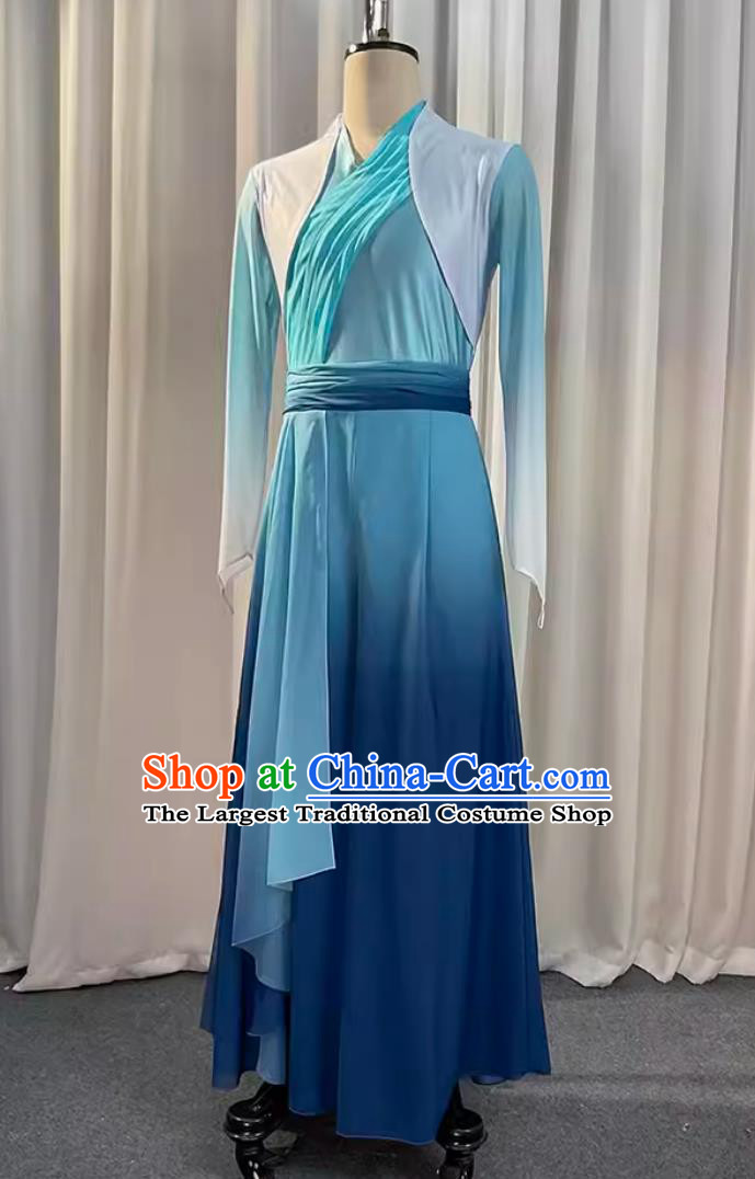 Chinese Classical Dance Costume Traditional Stage Performance Clothing China Opening Dance Male Blue Outfit