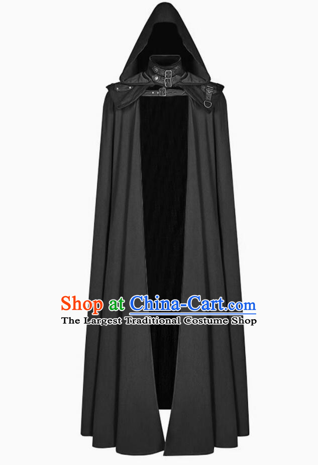 Top Gothic Cloak Medieval Europe Winter Costume Handmade Black Cape