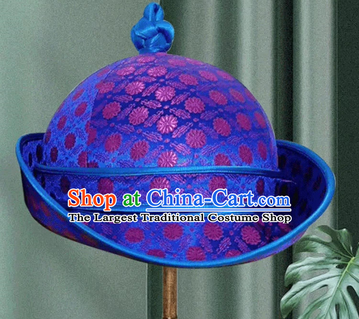 Blue Men Adult Mongolian Hat Daily Hat Headwear